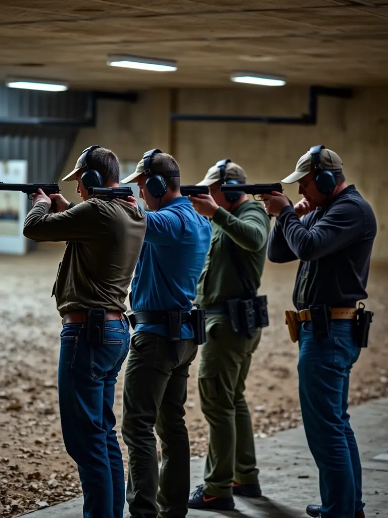 An image of participants engaged in a skill development workshop, practicing advanced shooting techniques under the guidance of experienced coaches.